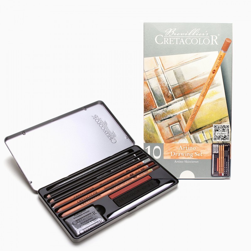 Basic Drawing Tin Set of 10 Cretacolor Artino Sketching Set by Cretacolor 