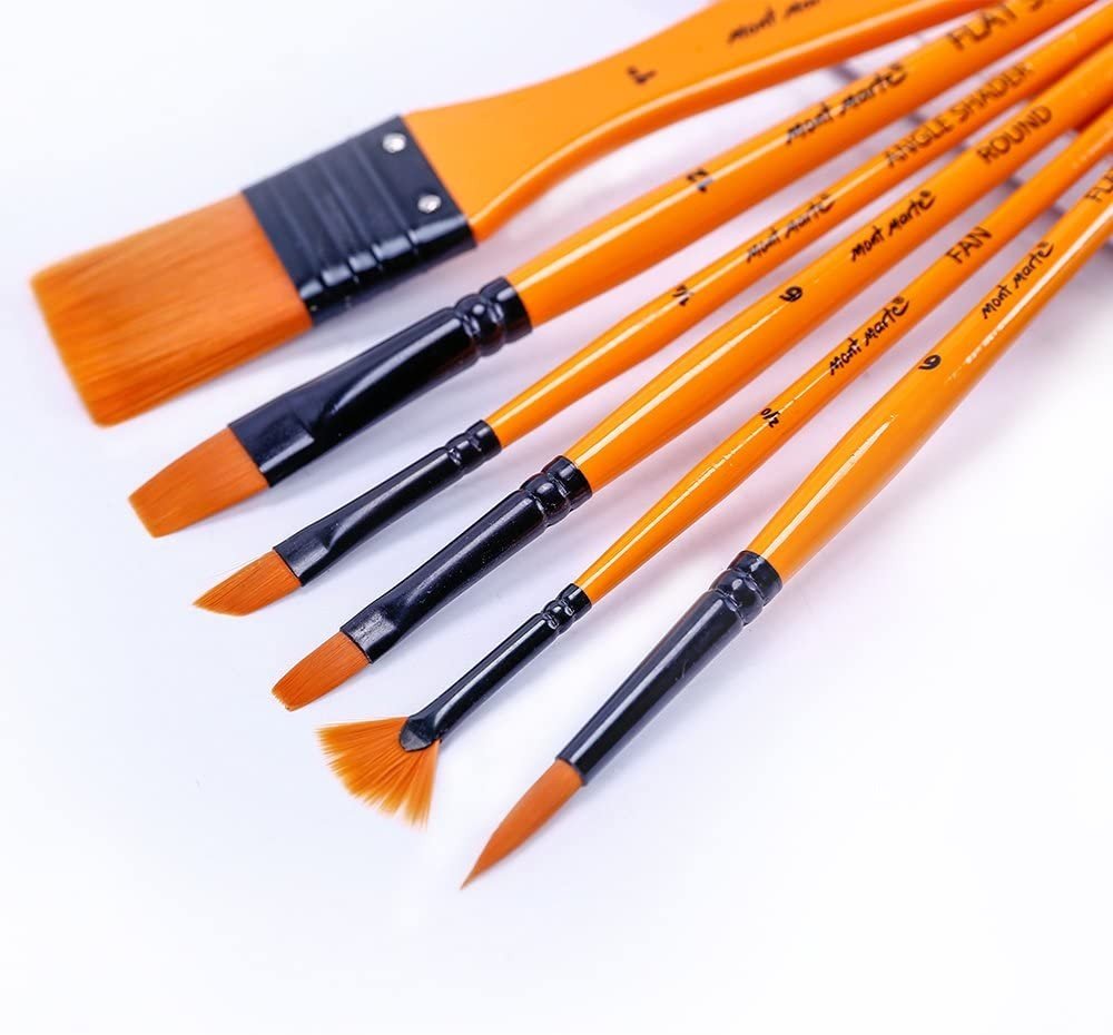 Mont Marte Paint Brush Set Acrylic Taklon Bristle In Wallet 11pc