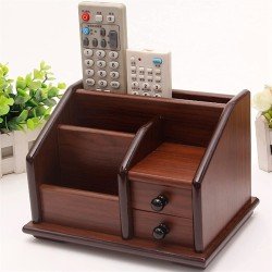 Wood Desktop Bookshelf with Drawers Desk Organizer
