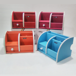 Wooden Desk Organizer Pen Stand With Draw