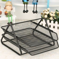 Metal Mash 2 Tier Desktop Document Letter Tray