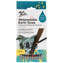 Mont Marte Watersoluble Earth Tones Color Graphite Pencils Signature 12pc