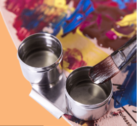 Stainless Steel Twin Paint Dipper Oil Painting Palette Cup