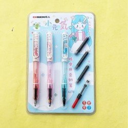 Girl Style Transparent Fountain Pen Set With Refill