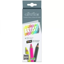 Cretacolor Artist Studio Mega Pencils – Neon & Graphite Set Of 6